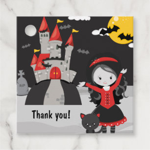 Cute Spooky Vampire Girl Halloween Kids Favour Tags