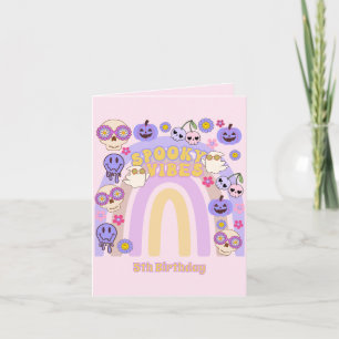 Cute Spooky Vibes Groovy Ghost Halloween Birthday Invitation