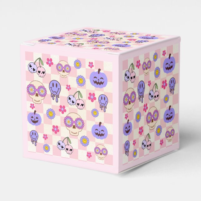 Cute Spooky Vibes Groovy Ghost Halloween  Favor Box (Front Side)