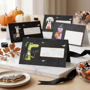 Cute Spooky Watercolor Halloween Party Place Card