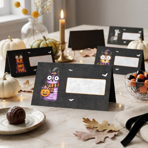 Cute Spooky Watercolor Halloween Party Place Card