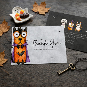 Cute Spooky Watercolor Halloween Party Thank You Card