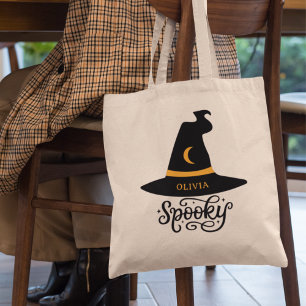 Cute Spooky Witch Hat Halloween Personalized Tote Bag