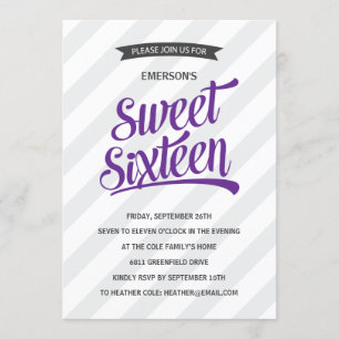 Cute Sporty Sweet Sixteen Birthday Party Invitation