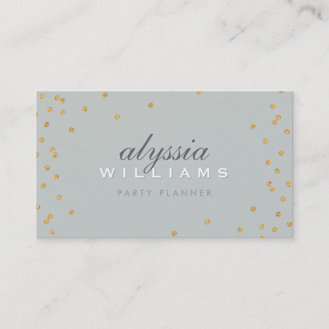 CUTE SPOT confetti gold sparkly glitter grey Business Card (Front)