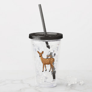 Cute spotted deer cartoon illustration acrylic tumbler