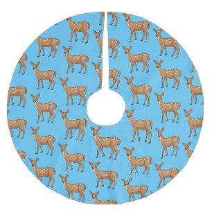 Cute spotted deer cartoon illustration brushed polyester tree skirt