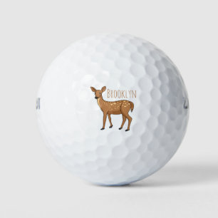 Cute spotted deer cartoon illustration golf balls