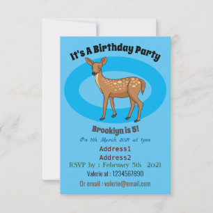Cute spotted deer cartoon illustration invitation