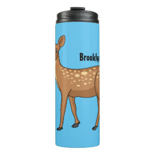 Cute spotted deer cartoon illustration thermal tumbler
