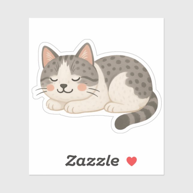 Cute Spotted Grey Tabby Cat Sleeping (Sheet)