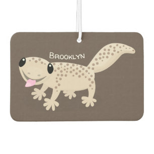 Cute spotted tan gecko cartoon illustration  air freshener
