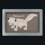 Cute spotted tan gecko cartoon illustration belt buckle<br><div class="desc">This cute light brown gecko is spotty and adorable. Lots of reptile fun drawn in happy cartoon style!</div>