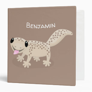Cute spotted tan gecko cartoon illustration binder