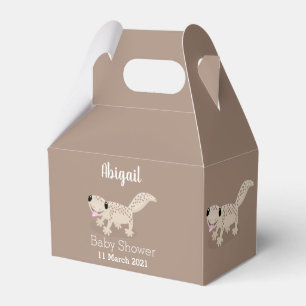 Cute spotted tan gecko cartoon illustration favor box