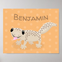 Cute spotted tan gecko cartoon illustration