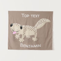 Cute spotted tan gecko cartoon illustration