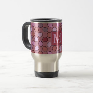 Cute Spotty Pink Pattern Monogram Travel Mug