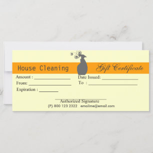 Cute Spray Bottle Housekeeping Gift Certificate