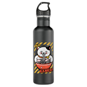 Cute Spread Love Lucky Cat from Japan Eating Ramen 710 Ml Water Bottle