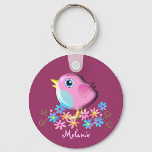 Cute Spring Baby Bird with Name keychain