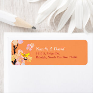 Cute Spring Bird Orange Wedding Address
