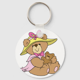 Cute Spring Bonnet Teddy Bear Keychain