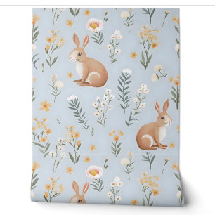 Cute Spring Bunnies and Flowers Wallpaper