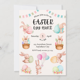 Cute Spring Bunnies Invitation de Pâques