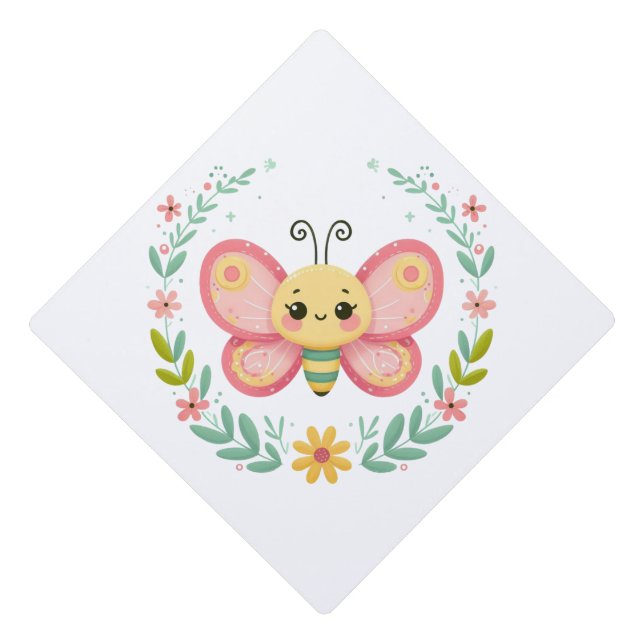 Cute, spring/butterfly  graduation cap topper (Front)