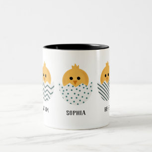 Cute Spring Chick Easter Mom Two-Tone Coffee Mug
