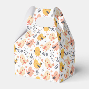 Cute Spring Chicks and Floral Pattern Favor Box