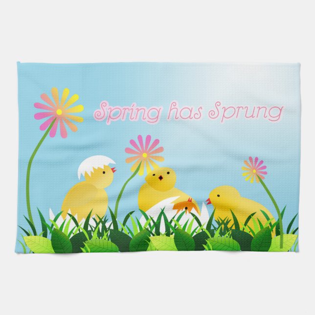 Cute Spring Chicks Kitchen Towel (Horizontal)