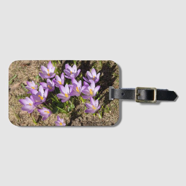 Cute spring crocuses luggage tag (Front Horizontal)