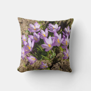 Cute spring crocuses throw pillow