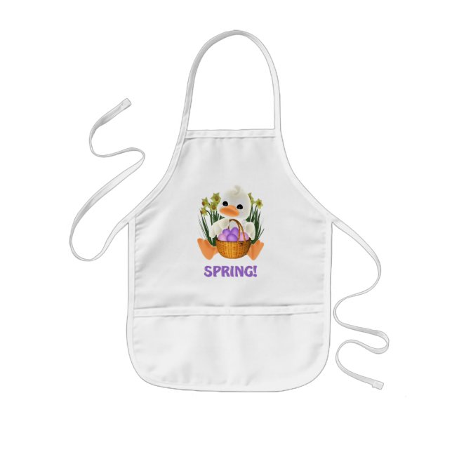 Cute Spring Ducky with Egg Basket Kids Apron (Front)