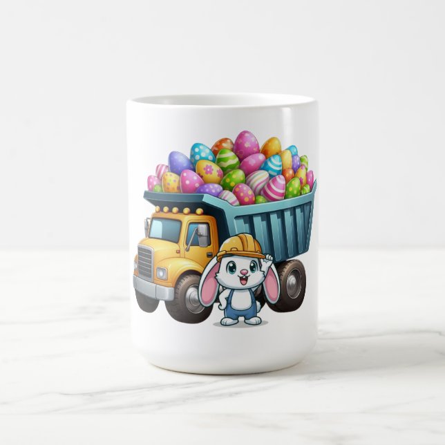 Cute spring/Easter bunny dump truck Coffee Mug (Center)