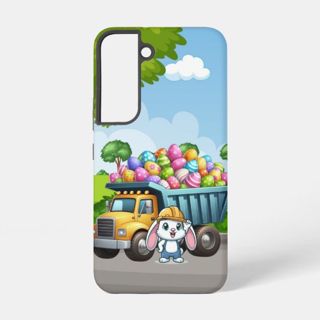 Cute spring/Easter bunny dump truck Samsung Galaxy S22 Case (Back)