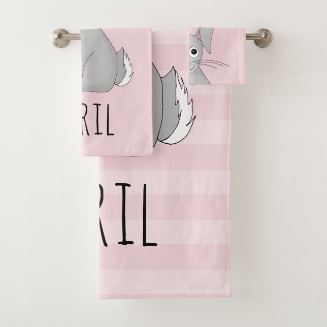 Cute Spring Easter Bunny Rabbit and Name Kids Bath Towel Set (Insitu)