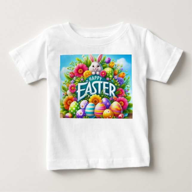 Cute spring/Easter bunny with egg Baby T-Shirt (Front)