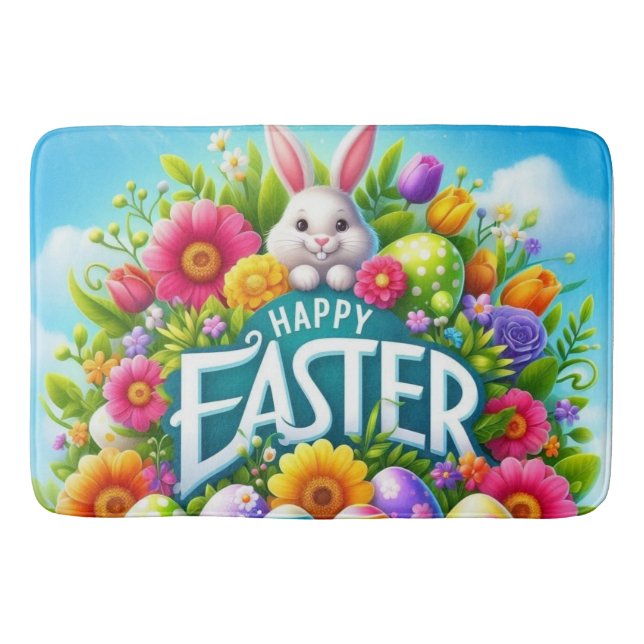 Cute spring/Easter bunny with egg Bath Mat (Front)