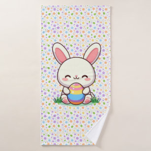 Cute spring/Easter bunny with egg Bath Towel