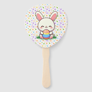 Cute spring/Easter bunny with egg Hand Fan