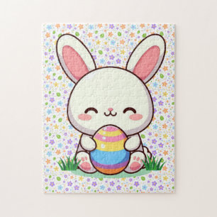Cute spring/Easter bunny with egg Jigsaw Puzzle