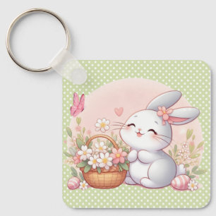 Cute spring/Easter bunny with egg Keychain