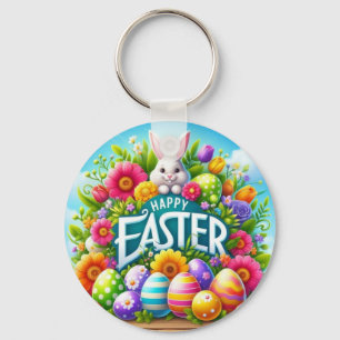 Cute spring/Easter bunny with egg Keychain