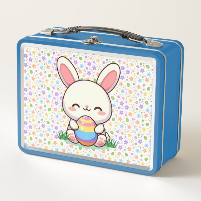 Cute spring/Easter bunny with egg Metal Lunch Box (Front)