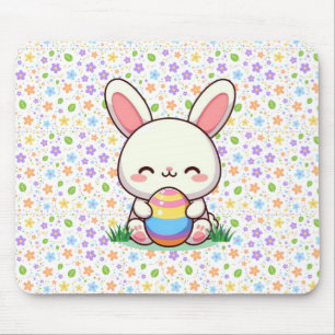 Cute spring/Easter bunny with egg Mouse Pad