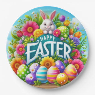 Cute spring/Easter bunny with egg Paper Plate