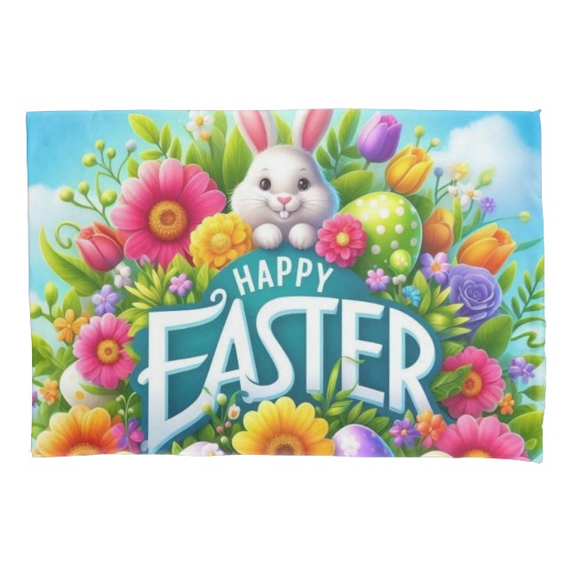 Cute spring/Easter bunny with egg Pillowcase (Front)